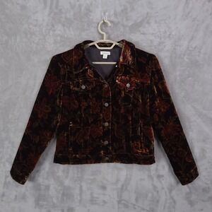 Sundance Silk Velvet Blazer Rose Garden Blue Floral Whimsy Goth Romantic Size S